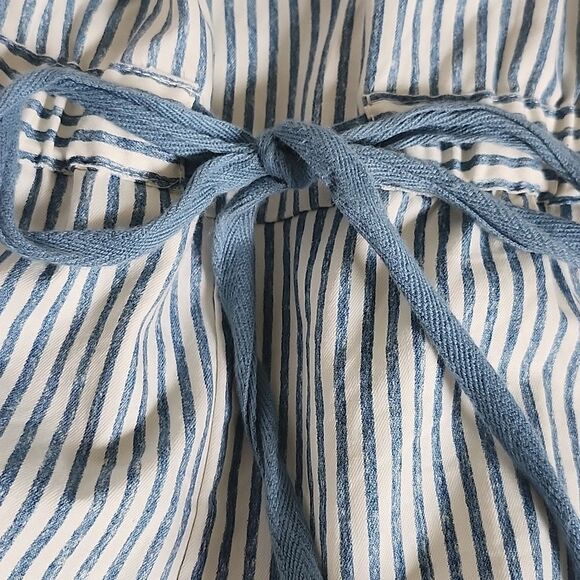 New York & Company Sleeveless Wide Leg Cropped Blue & White Striped Jumpsuit, S - Picture 9 of 9